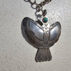 1930s Silver & Turquoise Thunderbird Necklace Vintage Old Pawn JN 806