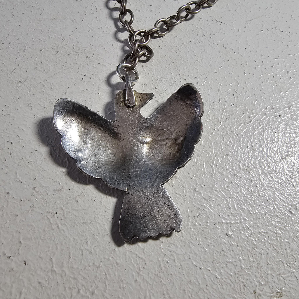 1930s Silver & Turquoise Thunderbird Necklace Vintage Old Pawn JN 806