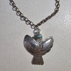 1930s Silver & Turquoise Thunderbird Necklace Vintage Old Pawn JN 806