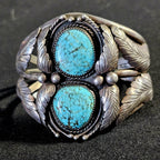 Number 8 Turquoise Fancy Silverwork Vintage Native Old Pawn Cuff  fits 6" wrist. JB 231
