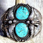 Number 8 Turquoise Fancy Silverwork Vintage Native Old Pawn Cuff  fits 6" wrist. JB 231