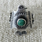 1930s Thunderbird Turqupise Vintage Native Ring Sterling Old Pawn Size 6 JR 651