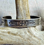 1920s Hand Forged Ingot Whirling Log Sterling Cuff  6 1/2" wrist  JB 296