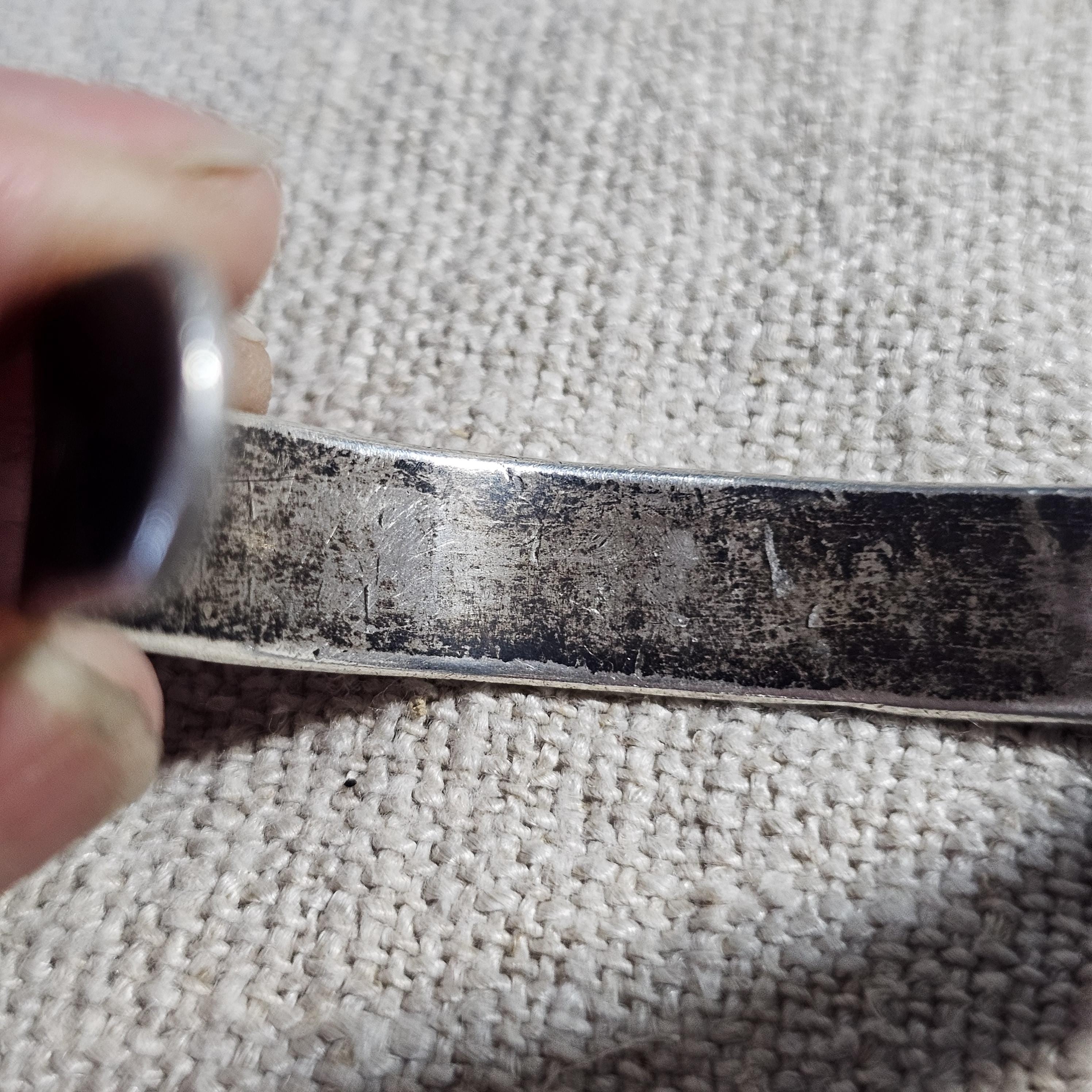 1920s Hand Forged Ingot Whirling Log Sterling Cuff  6 1/2" wrist  JB 296