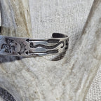1930s Thunderbird Whirling Log Sterling Cuff  7" wrist  JB 295