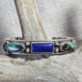Harry H Begay Turquoise & Lapis Sterling Old Pawn cuff fits 6 1/4" wrist. JB 291
