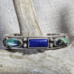 Harry H Begay Turquoise & Lapis Sterling Old Pawn cuff fits 6 1/4" wrist. JB 291