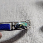 Harry H Begay Turquoise & Lapis Sterling Old Pawn cuff fits 6 1/4" wrist. JB 291
