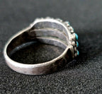 1940s Zuni Triple Band  Snakeye Turquoise Silver Ring Vintage Sterling Size 7 1/2 JR 473