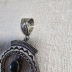 Sterling & Turquoise Naja Signed Native Pendent Old Pawn Sterling # JPN 145