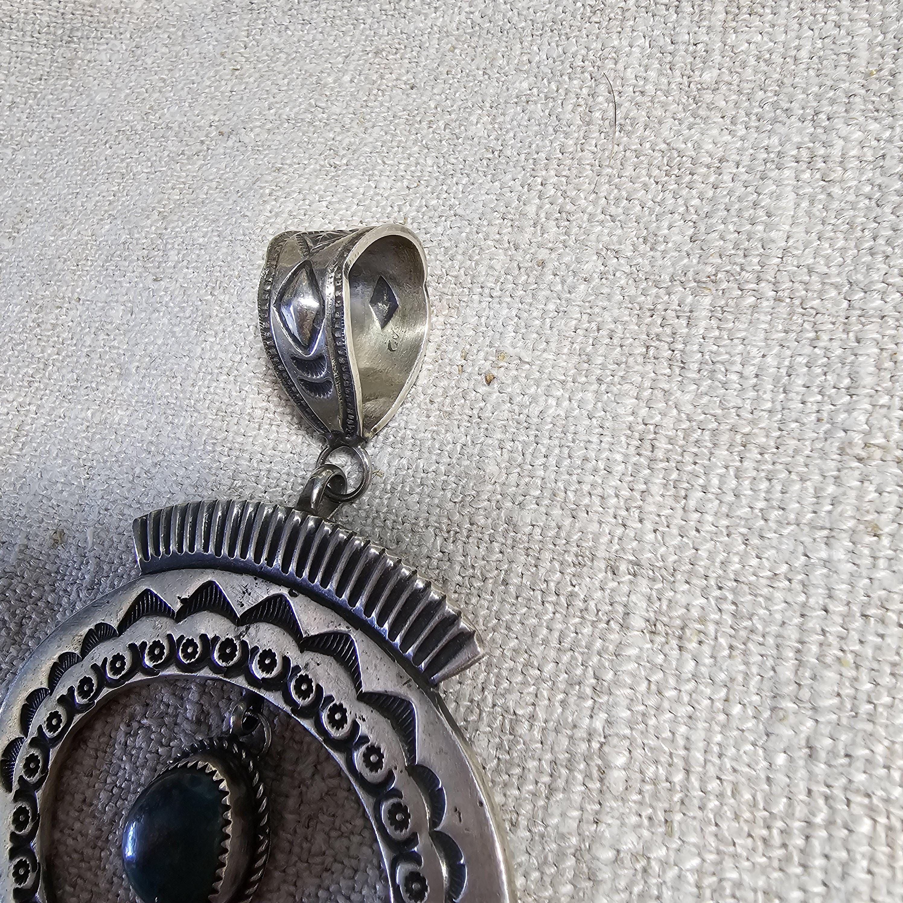 Sterling & Turquoise Naja Signed Native Pendent Old Pawn Sterling # JPN 145