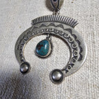 Sterling & Turquoise Naja Signed Native Pendent Old Pawn Sterling # JPN 145