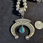 Sterling & Turquoise Naja Signed Native Pendent Old Pawn Sterling # JPN 145