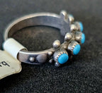 1940s Zuni Snakeye 5 Blue Turquoise Silver Ring Vintage Sterling Old Pawn Size 6 JR 321