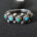1940s Zuni Snakeye 5 Blue/Green Turquoise Silver Ring Vintage Sterling Old Pawn Size 6 JR 384