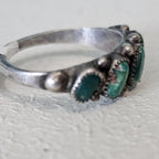 1940s Zuni Snake Eye 5 Ceriilos Turquoise Silver Ring Vintage Sterling Old Pawn Size 7 1/2 JR 634