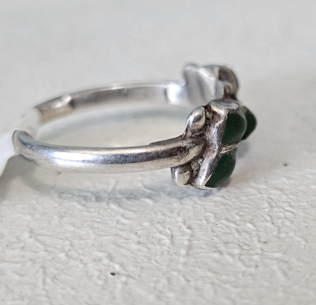 1940s Zuni Diamond Shape 5 Ceriilos Turquoise Silver Ring Vintage Sterling Old Pawn Size 8 1/2 JR 635