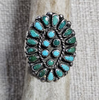 1930s Zuni Great Dark Turquoise Vintage Ring Old Pawn Size 7  JR 657