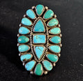 1930s Big Zuni Cluster Old Greasy Blue Turquoise Vintage Ring Old Pawn Size 10  JR 656