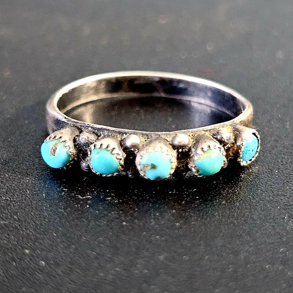 1930s Zuni Turquoise Vintage Band Old Pawn Size 7 1/2  JR 664