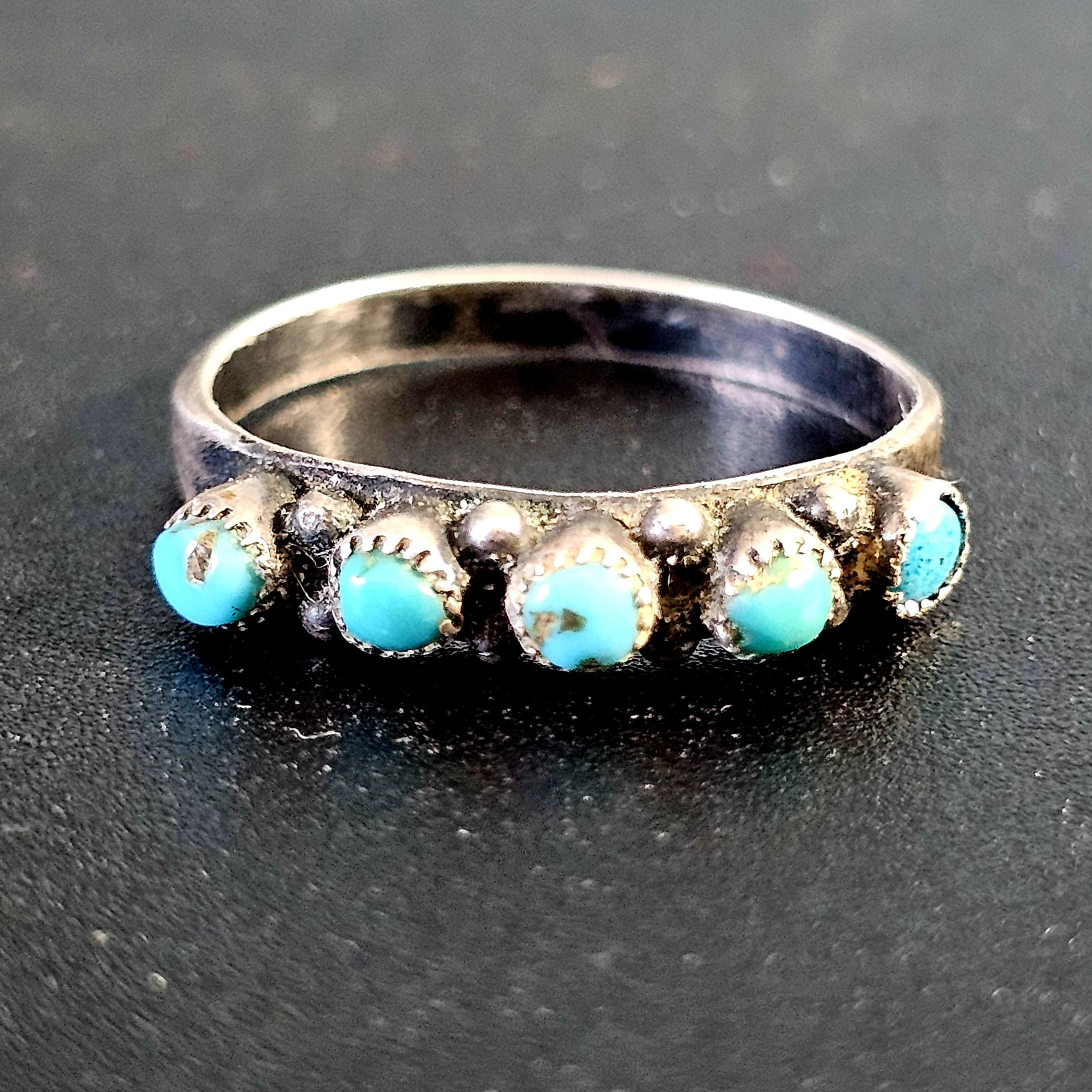 1930s Zuni Turquoise Vintage Band Old Pawn Size 7 1/2  JR 664