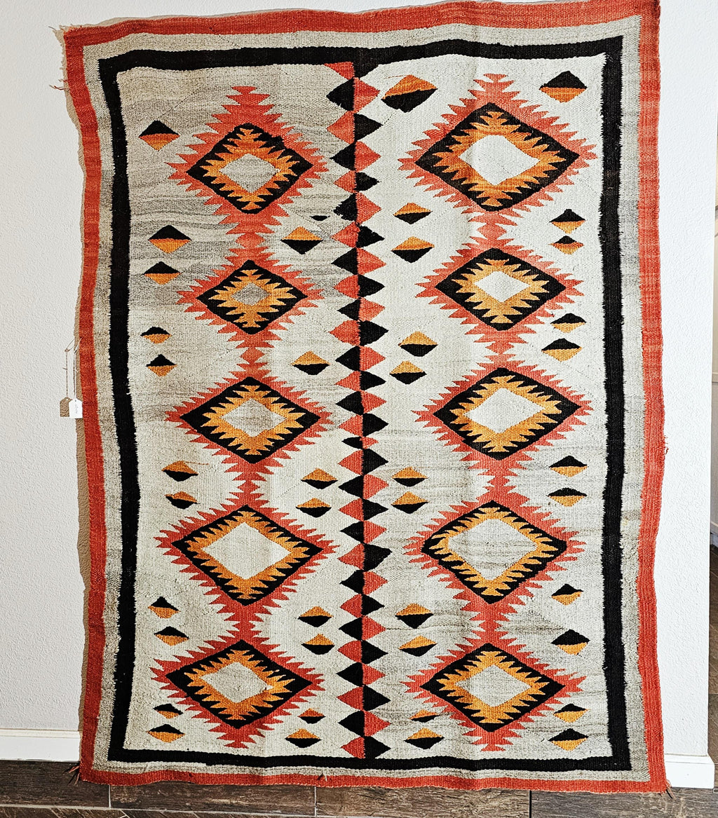 Authentic Vintage Navajo Rug Dazzler Pound Rug 63" x 84" C1930s W 176