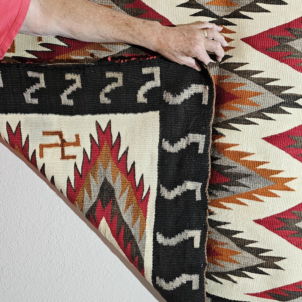 Authentic Vintage Navajo Dazzler Rug Whirling Logs  66" x 58" C1930s W 197