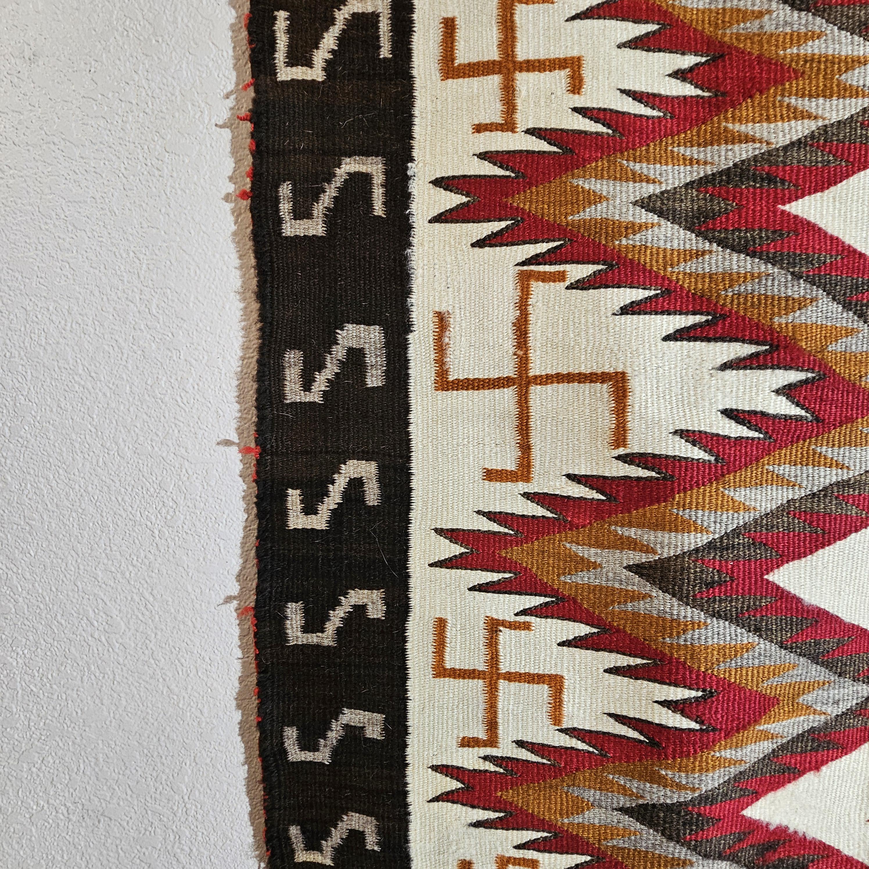 Authentic Vintage Navajo Dazzler Rug Whirling Logs  66" x 58" C1930s W 197