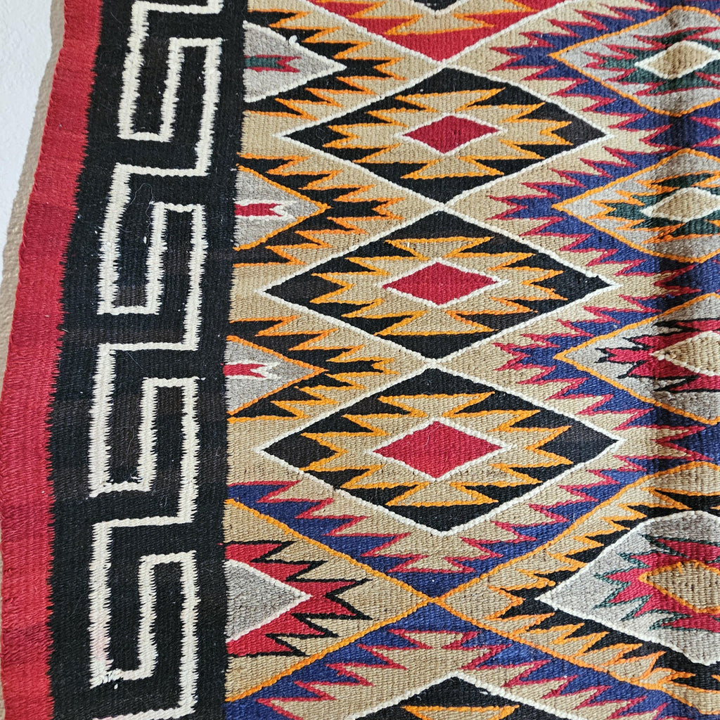 Authentic Vintage Navajo Fancy Dazzler Rug 72" x 38" C1930s W 202