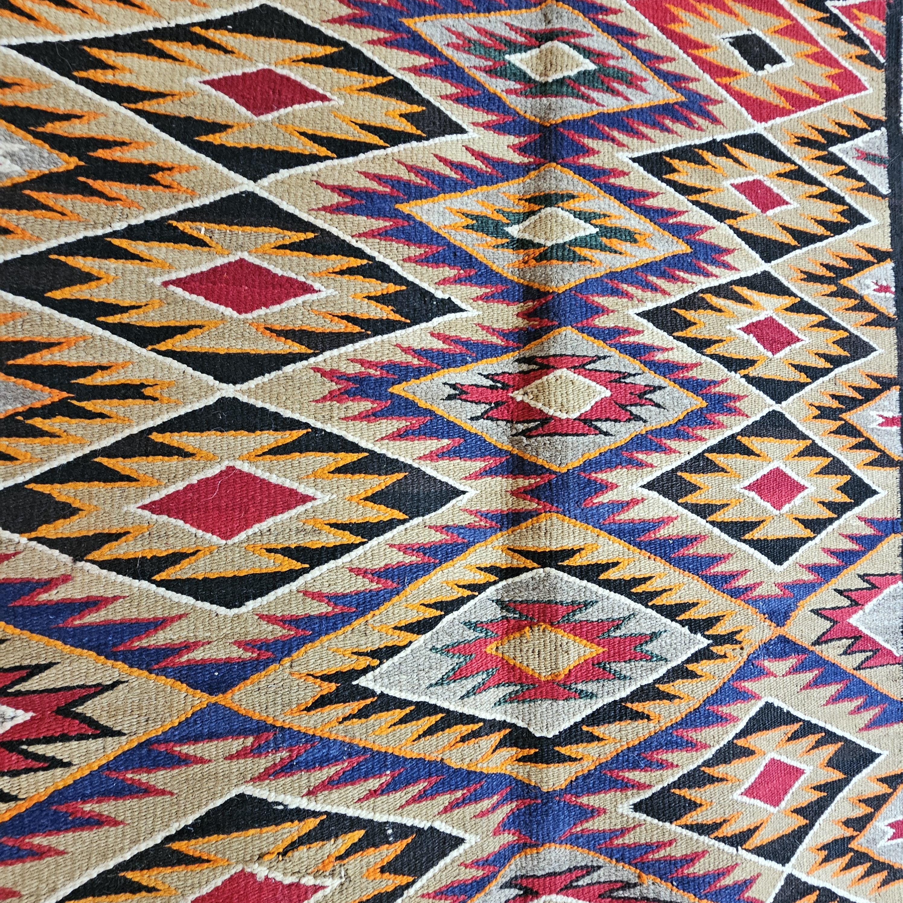 Authentic Vintage Navajo Fancy Dazzler Rug 72" x 38" C1930s W 202