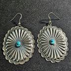 Concho Silver Turquoise Vintage Native  Earrings JE 644