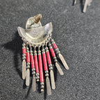 Red Dangley Silver Vintage Earrings JE 645