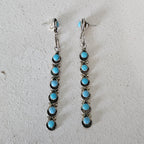 Long Zuni Shadowbox Earrings Blue Turquoise Old Pawn JE 635