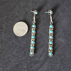 Long Zuni Shadowbox Earrings Blue Turquoise Old Pawn JE 635