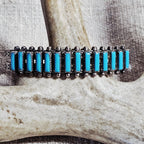 1940s Vintage Zuni Needlepoint Turquoise Stacker Bracelet Old Pawn  6 1/4" wrist. JB 277