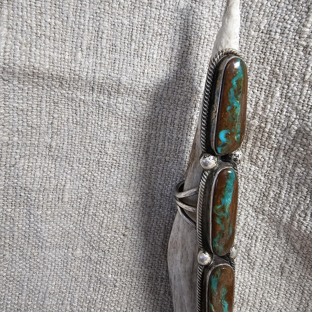 Long Ricky Marinez Royston Turquoise Vintage Ring Size 8 JR 649