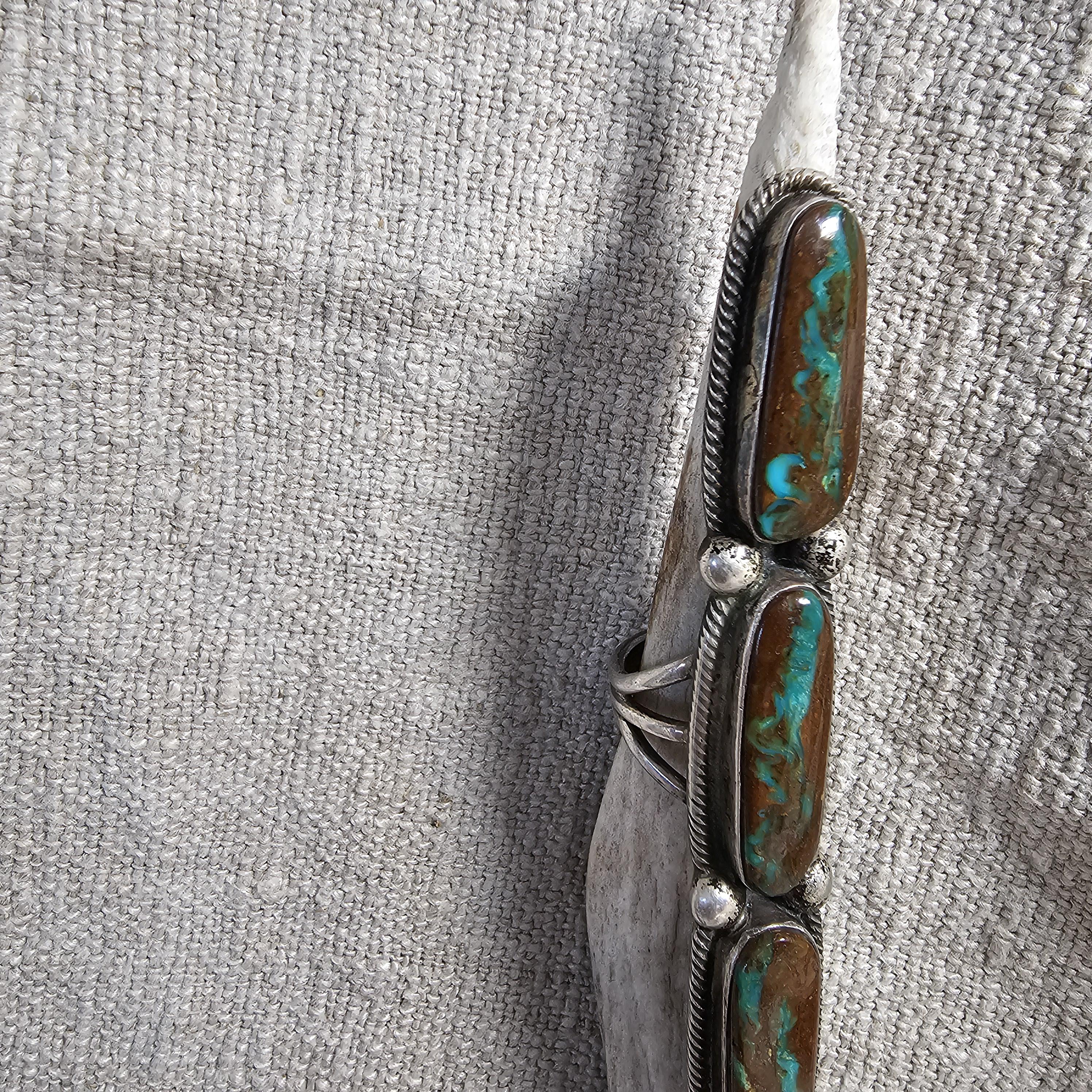 Long Ricky Marinez Royston Turquoise Vintage Ring Size 8 JR 649