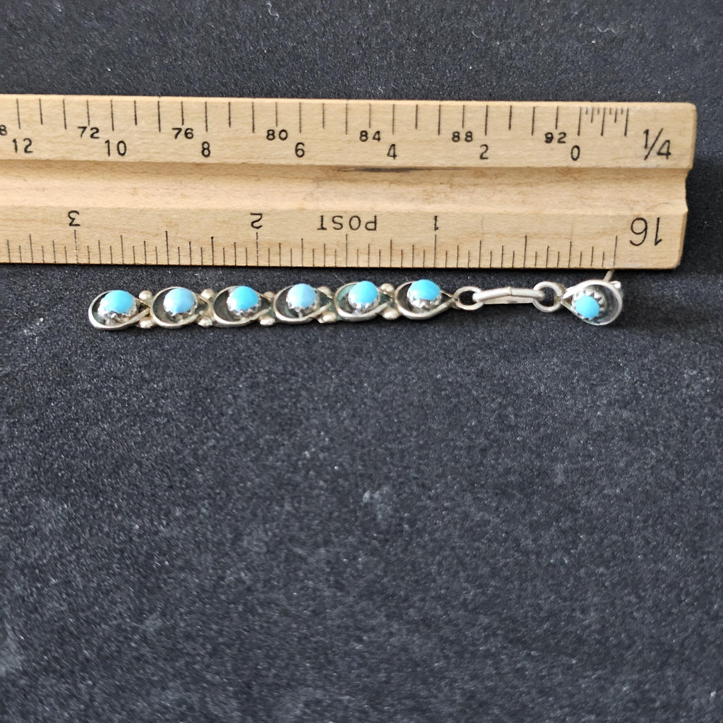 Long Zuni Shadowbox Earrings Blue Turquoise Old Pawn JE 635