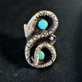 Unusual Snake Ring Vintage Native Blue Turquoise Old Pawn Size 8  JR 684