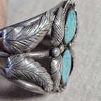 Number 8 Turquoise Fancy Silverwork Vintage Native Old Pawn Cuff  fits 6" wrist. JB 231
