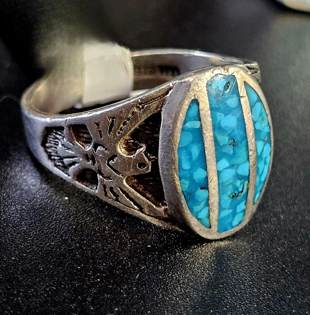 1950s Thunderbird Zuni Vintage  Ring Sterling Old Pawn Size 12 JR 472