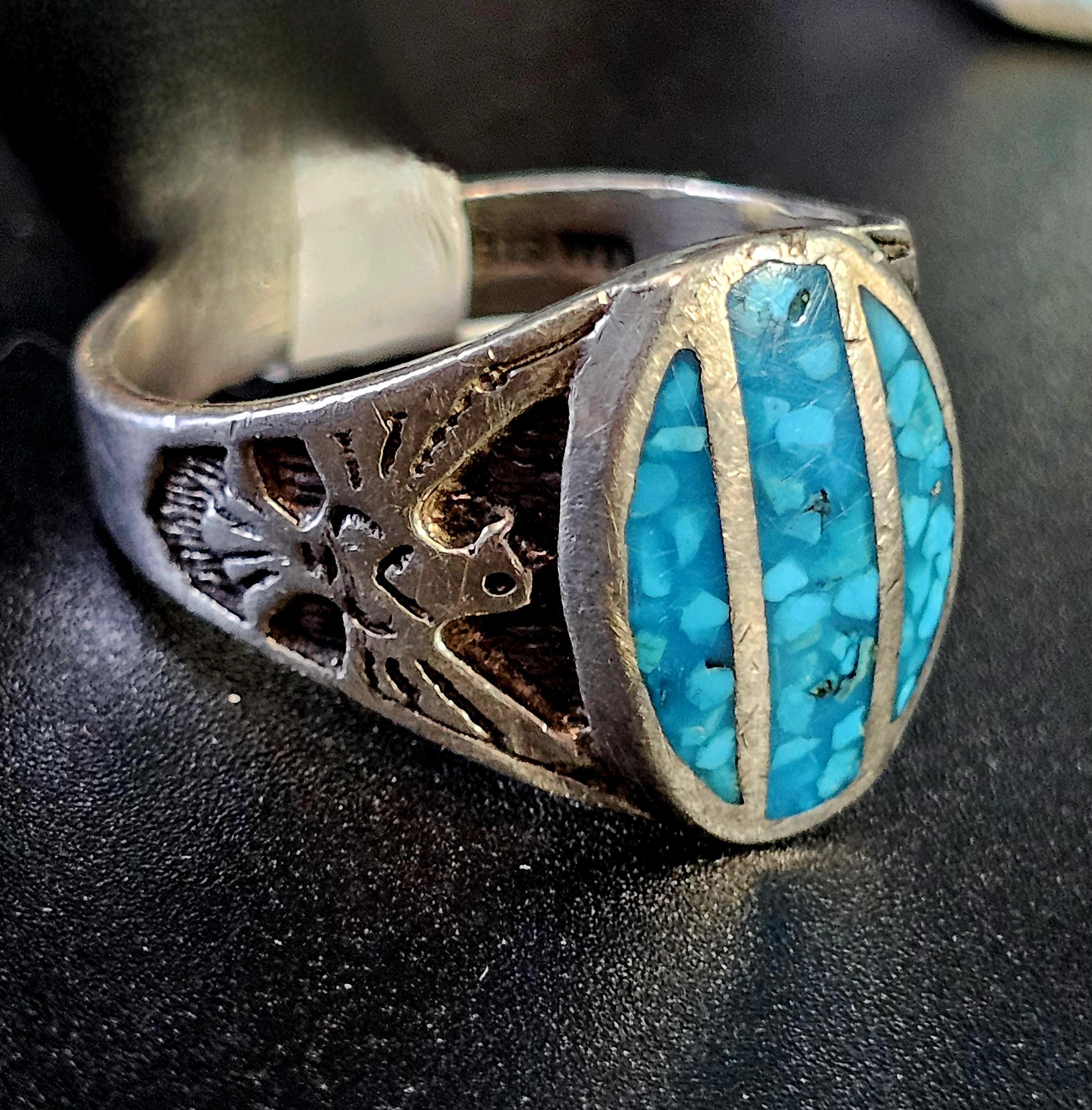 1950s Thunderbird Zuni Vintage  Ring Sterling Old Pawn Size 12 JR 472