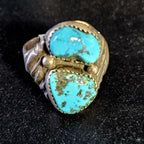 Vintage Native Turquoise Ring Sterling Old Pawn Size 12 JR 454