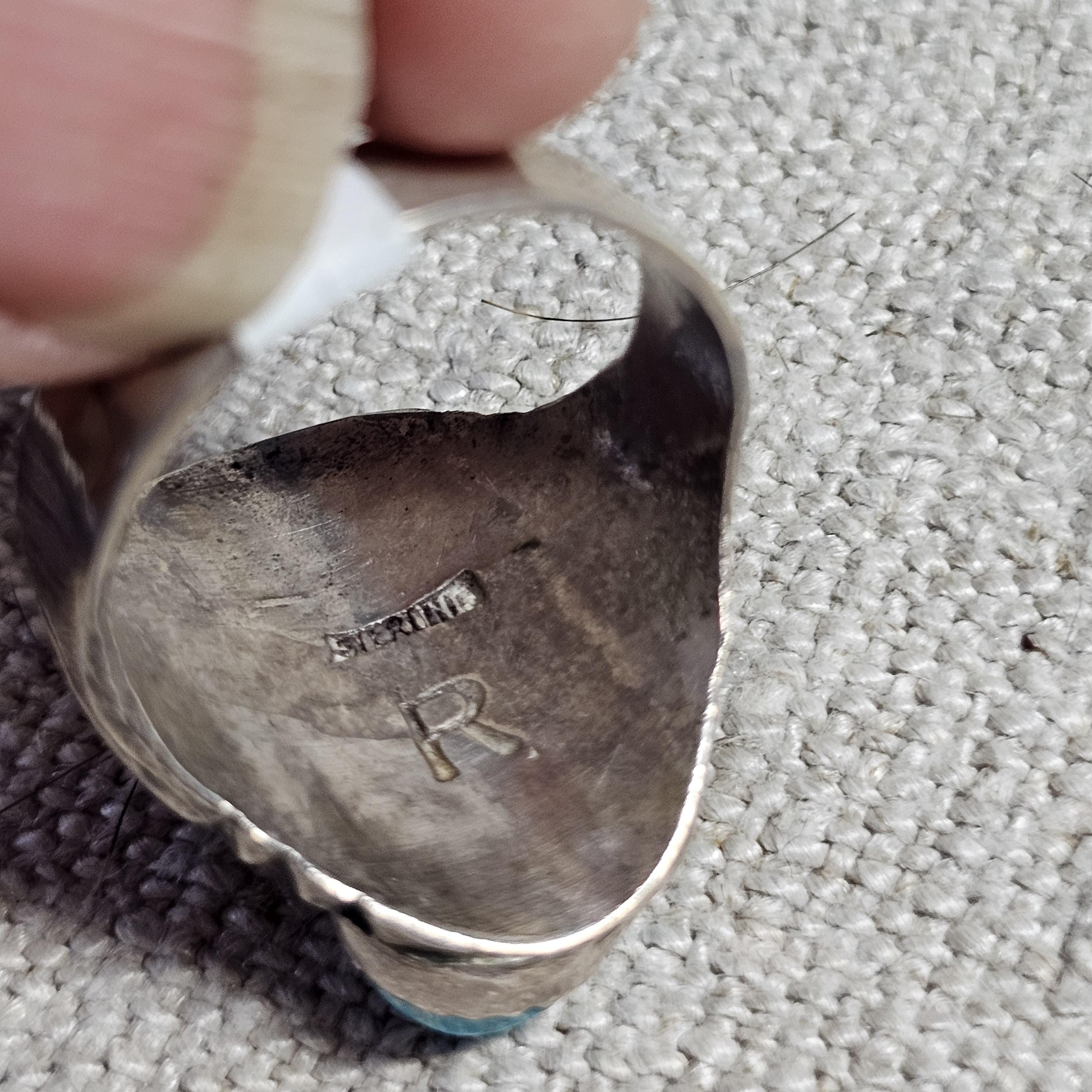 Vintage Native Turquoise Ring Sterling Old Pawn Size 12 JR 454