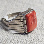 Vintage Zuni Spiny Oyster Sterling Silver Ring, Size 9