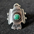 1930s Thunderbird Turqupise Vintage Native Ring Sterling Old Pawn Size 6 JR 651