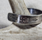 1920s Hand Forged Ingot Whirling Log Sterling Cuff  6 1/2" wrist  JB 296