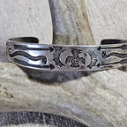 1930s Thunderbird Whirling Log Sterling Cuff  7" wrist  JB 295