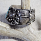 Vintage Large Turquoise & Eagle Cuff Native Sterling Silver 7 1/2" wrist. JB 293