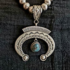 Sterling & Turquoise Naja Signed Native Pendent Old Pawn Sterling # JPN 145